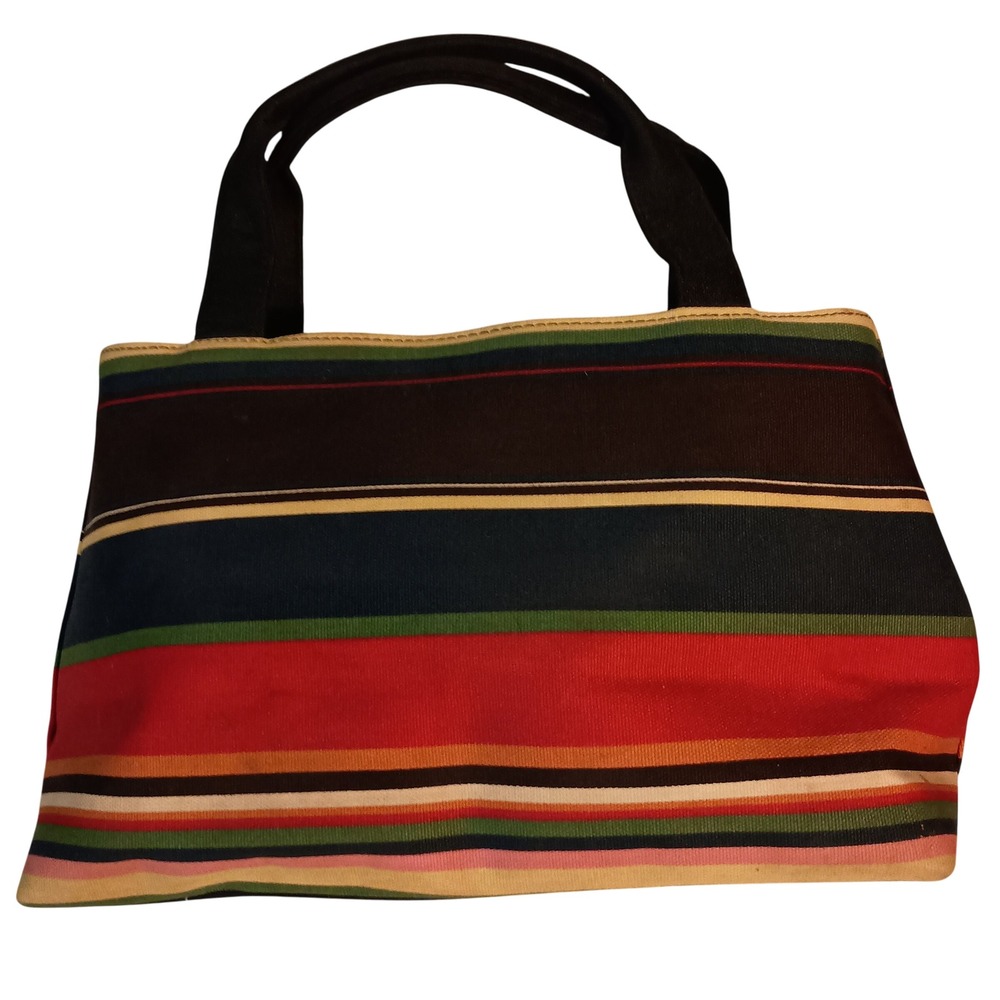 90s Pristine‎ Structured Striped Rainbow  Bag Purse Vintage SKUCH090 - Picture 9 of 9